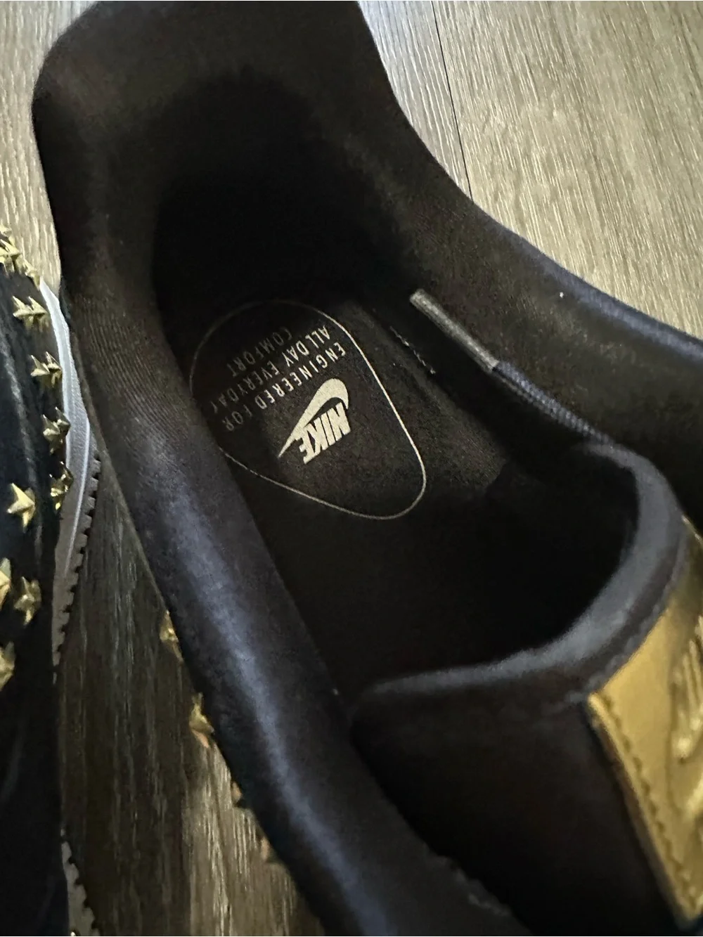 Nike Air Force 1 07 XX GOLD Studded Black White AR0639 001 Women 11.5 Shoes